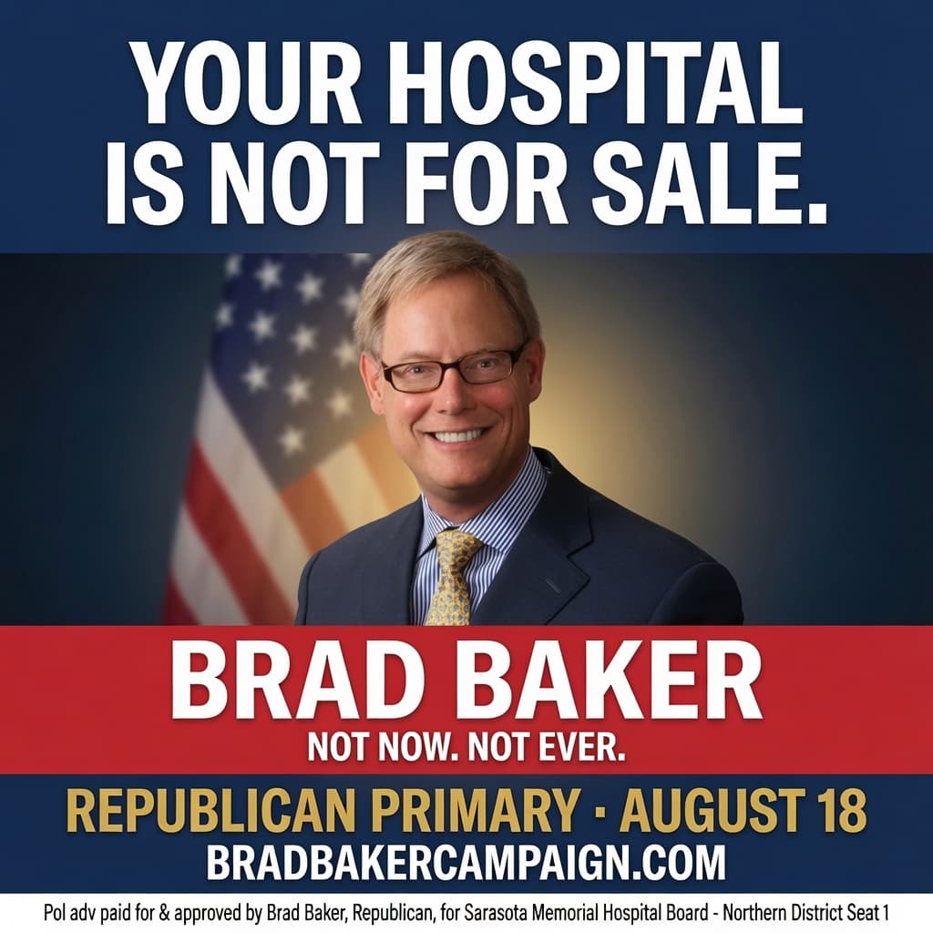 Brad Baker — Your hospital is not for sale. Open Primary August 18.