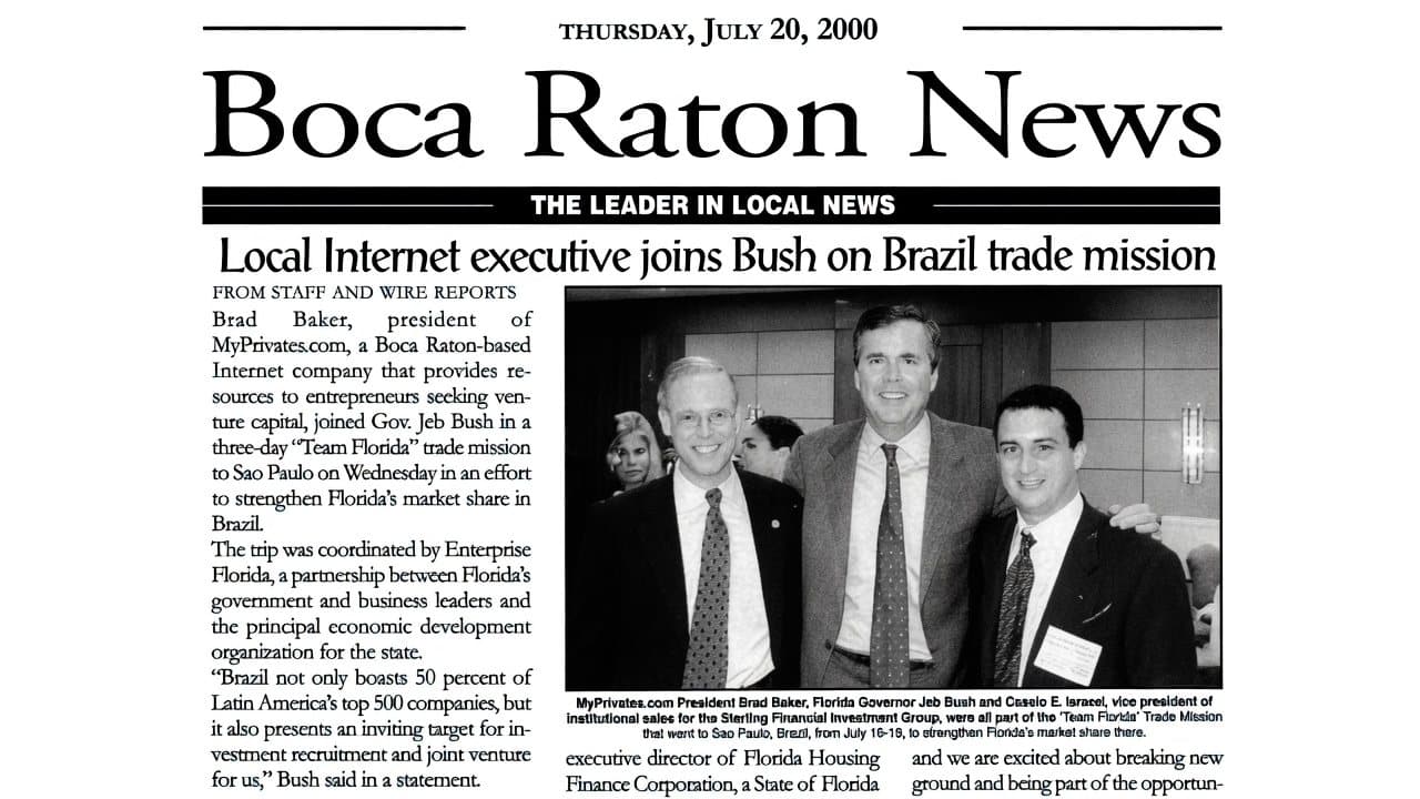 Boca Raton News article, July 2000.